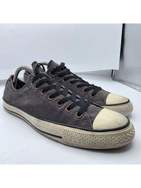 Converse All Star Mens Size 9.5 Gray Black Low Top Canvas Sneakers Studded Heel